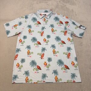 Waggle Golf Parrot Bay performance polo shirt XL tropical Athleisure birds